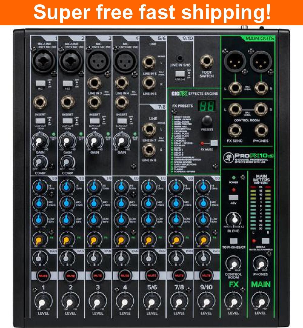 Mackie ProFX10v3 10-channel Mixer with USB and Effects-NEW