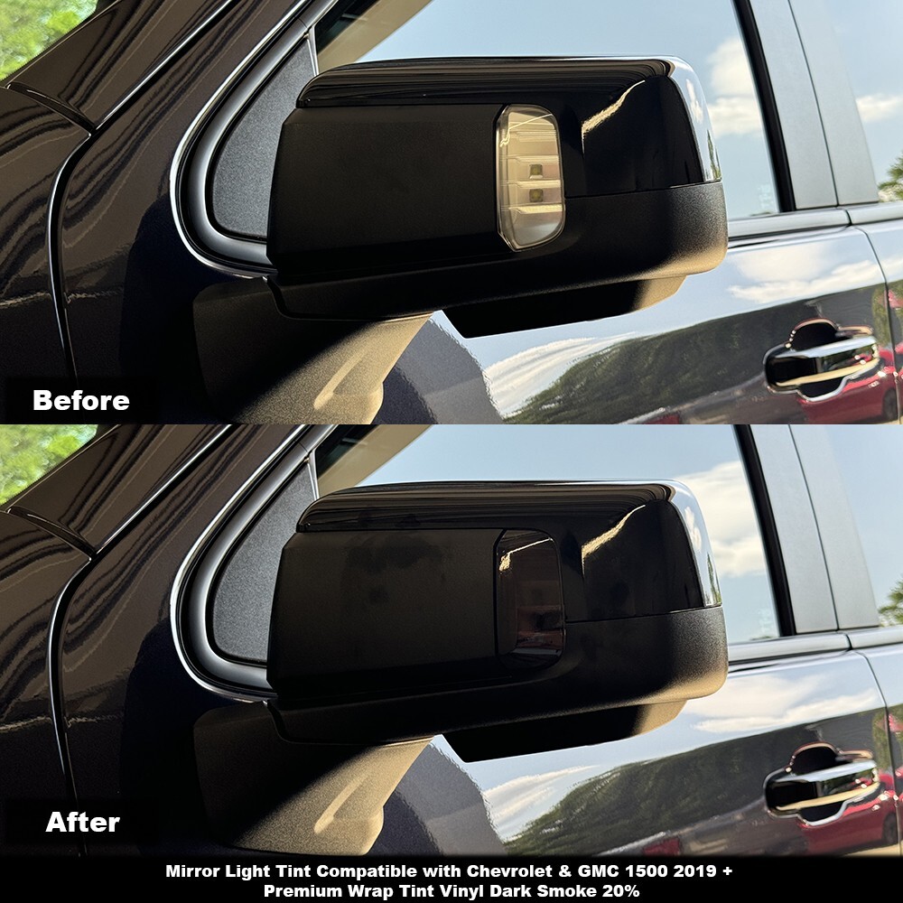 Crux Moto Mirror Tint Overlay Dark Smoke 20% for Chevrolet & GMC 1500 19+