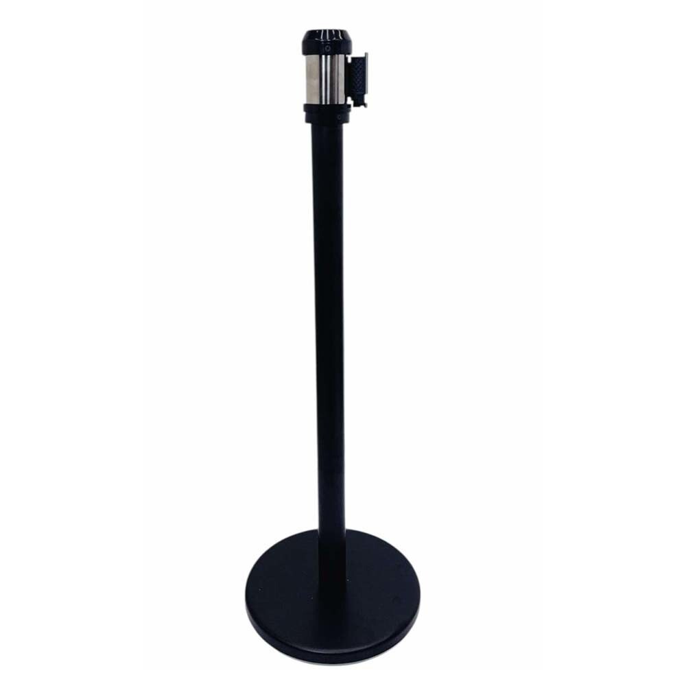 39" Tall Black Belt Type Stanchion 75" long Black Retractable Belt Barrier Post