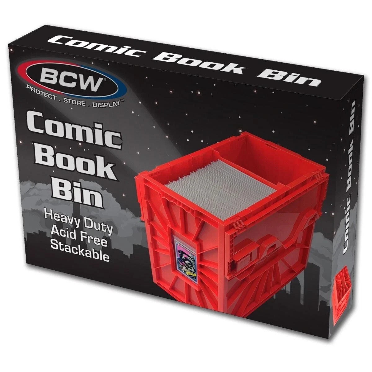 BCW RED Short Comic Book Bin Heavy Duty Stackable Plastic Box Holds 150 Bagged