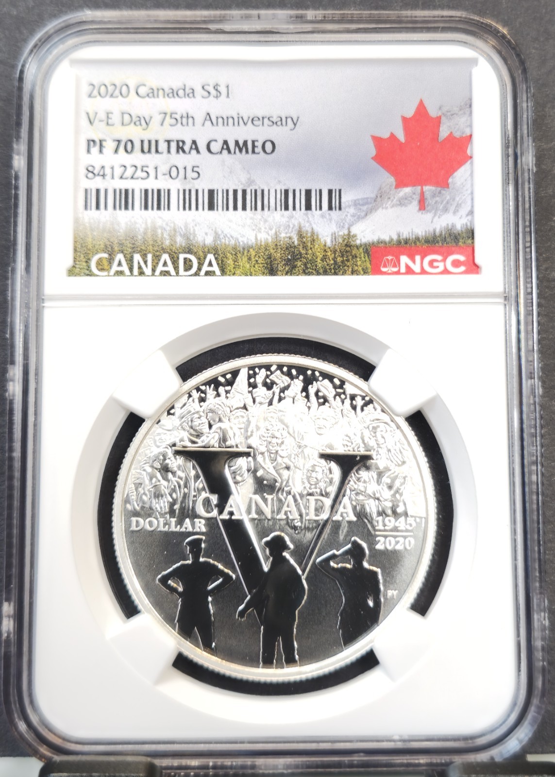 2020 CANADA SILVER 1 DOLLAR V E DAY ANNIVERSARY NGC PF 70 ULTRA CAMEO RARE