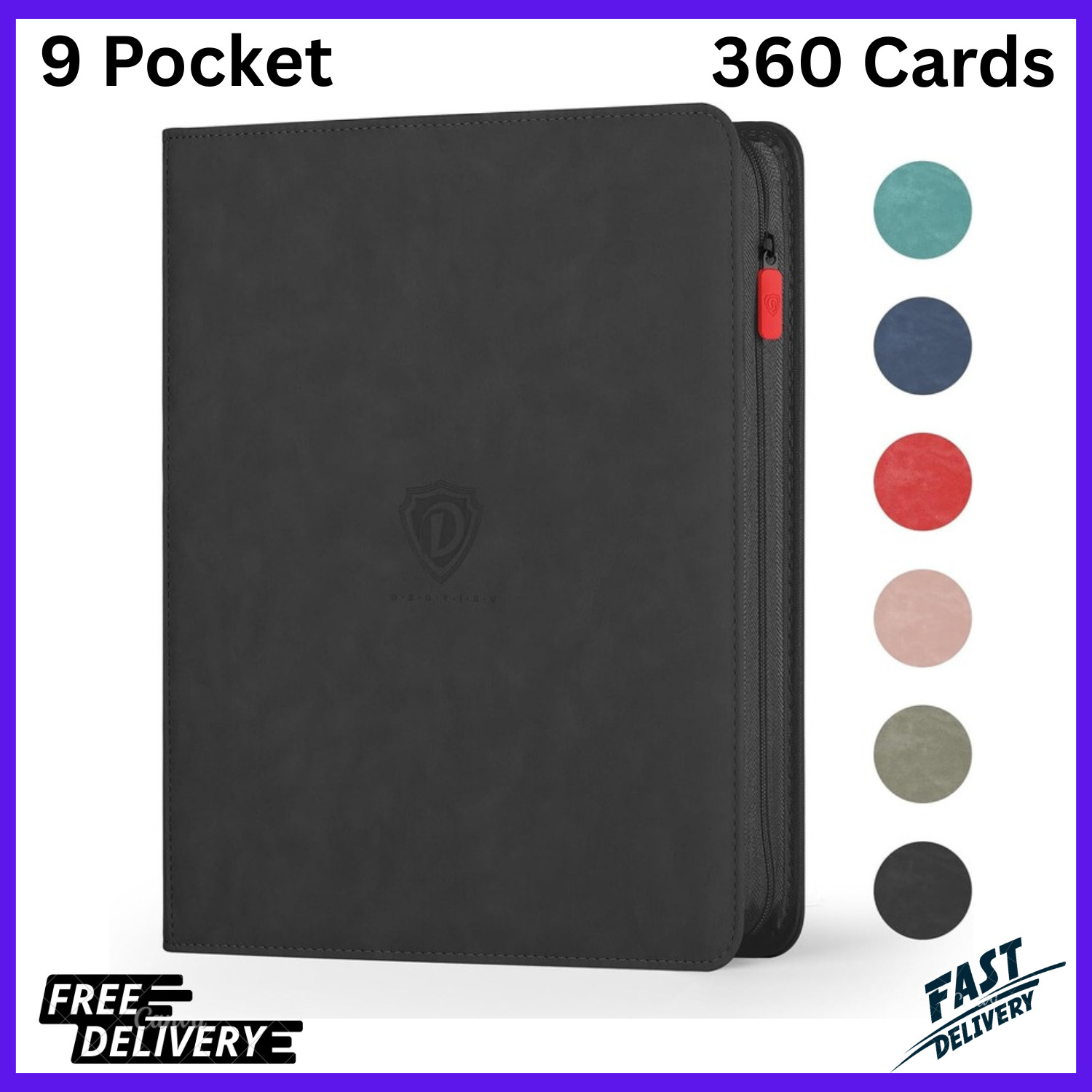 9 Pocket Trading Card Zip Binder, 360 Cards, Premium Exo-Tec Album Mater