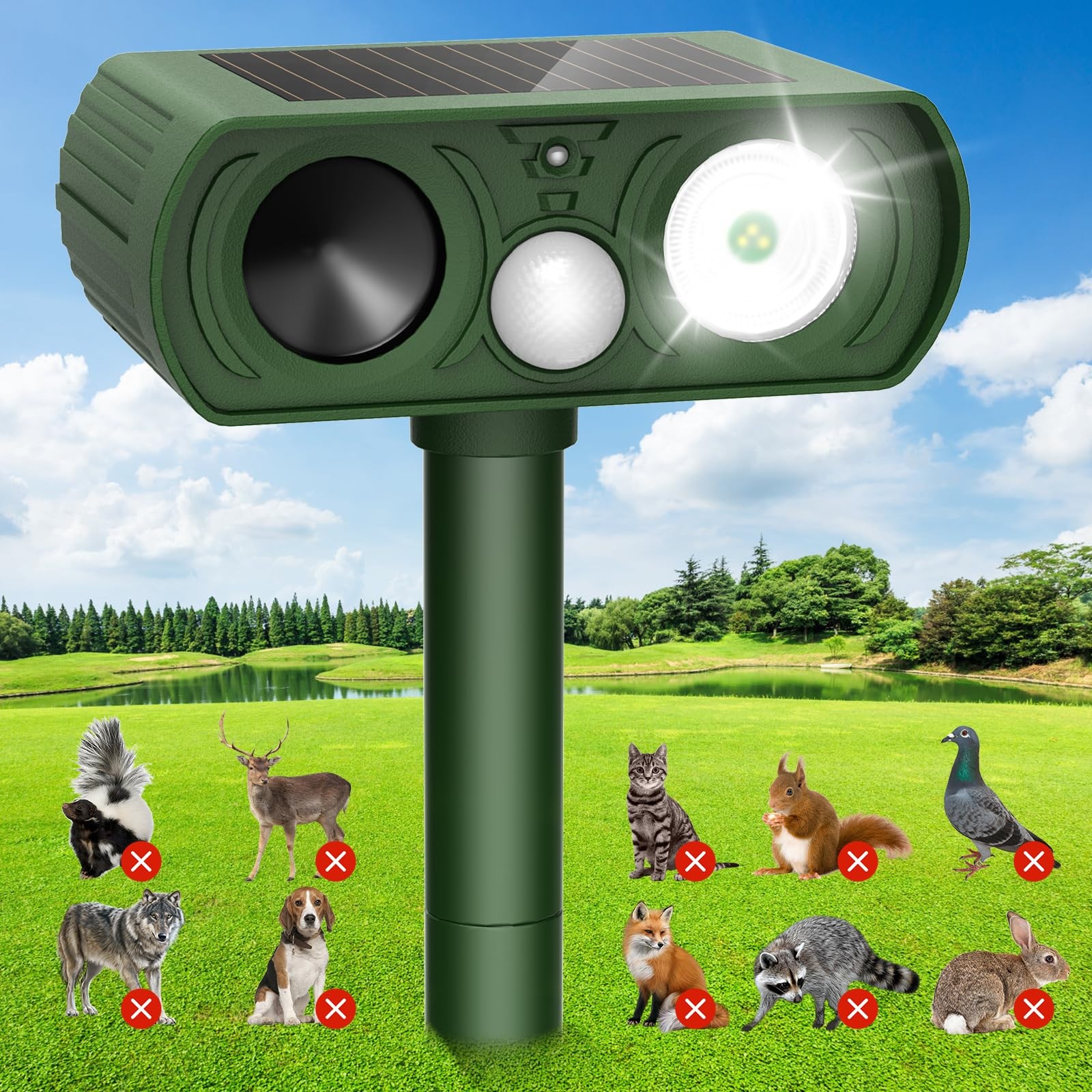 Solar Ultrasonic Animal Repellent, Deer Repellent Devices Waterproof