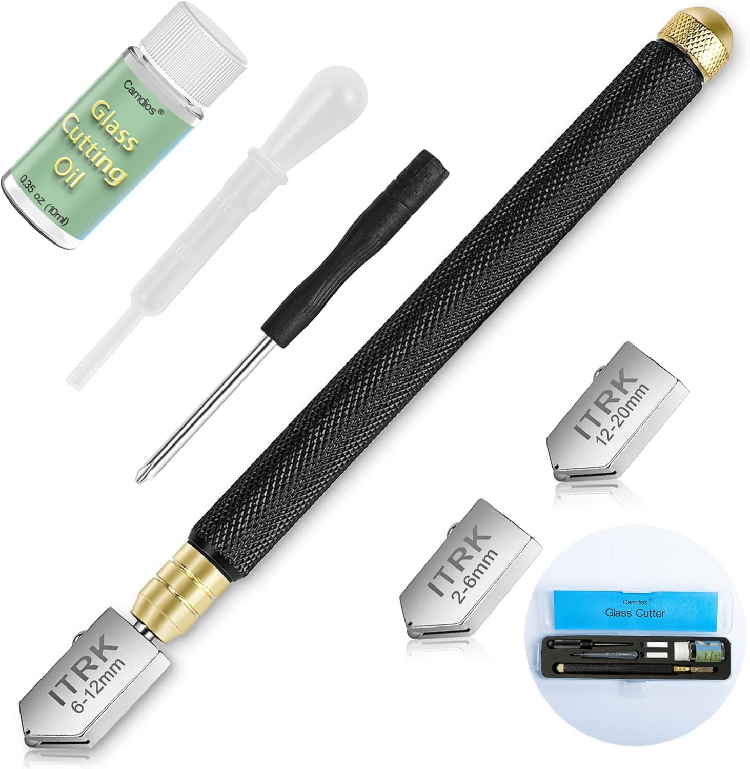 Glass Cutter 2Mm-20Mm & Glass Cutting Oil, Upgrade Glass Cutting Tool with Aotom