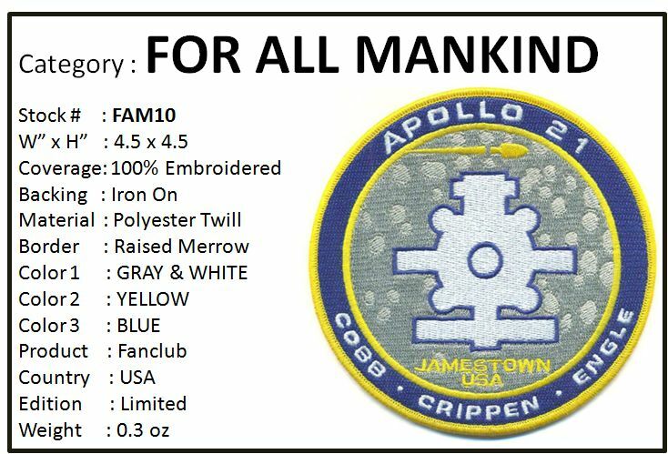 "FOR ALL MANKIND" TV SHOW APOLLO 21 PATCH - FAM10
