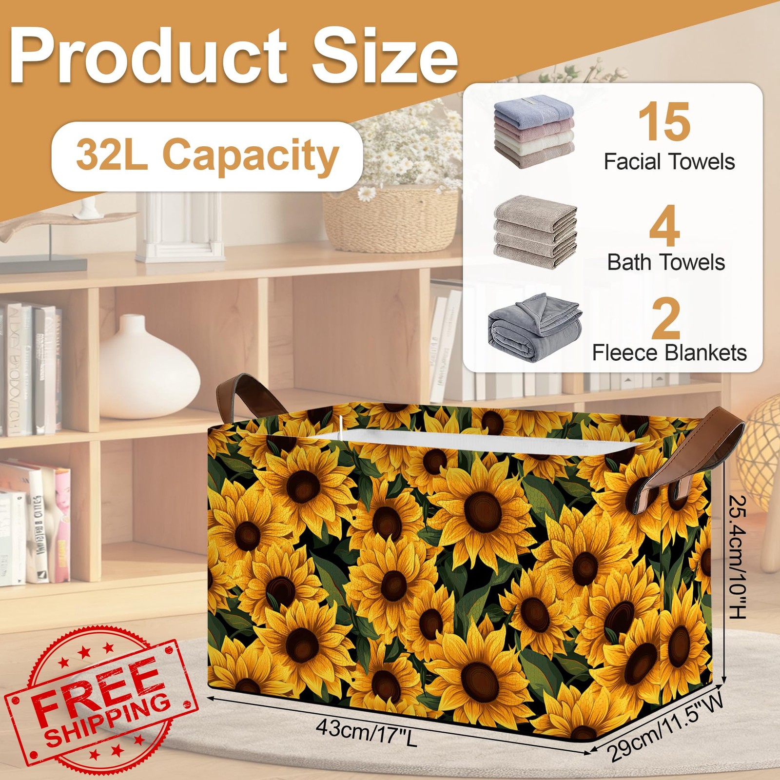 Oeaskly Field Sunflower Storage Baskets