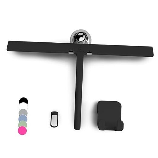 GÜTEWERK Silicone Shower Squeegee for Glass Doors & Mirrors 15 Inches Black