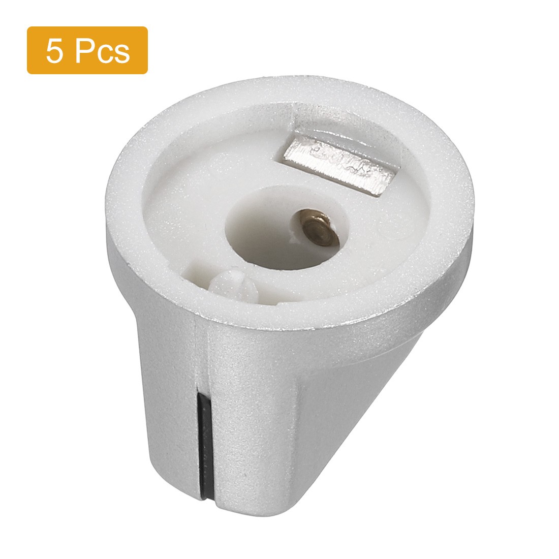 5Pcs 6.4mm Shaft Hole Pedal Knobs Pointer Control Knobs with Set Screw Silver