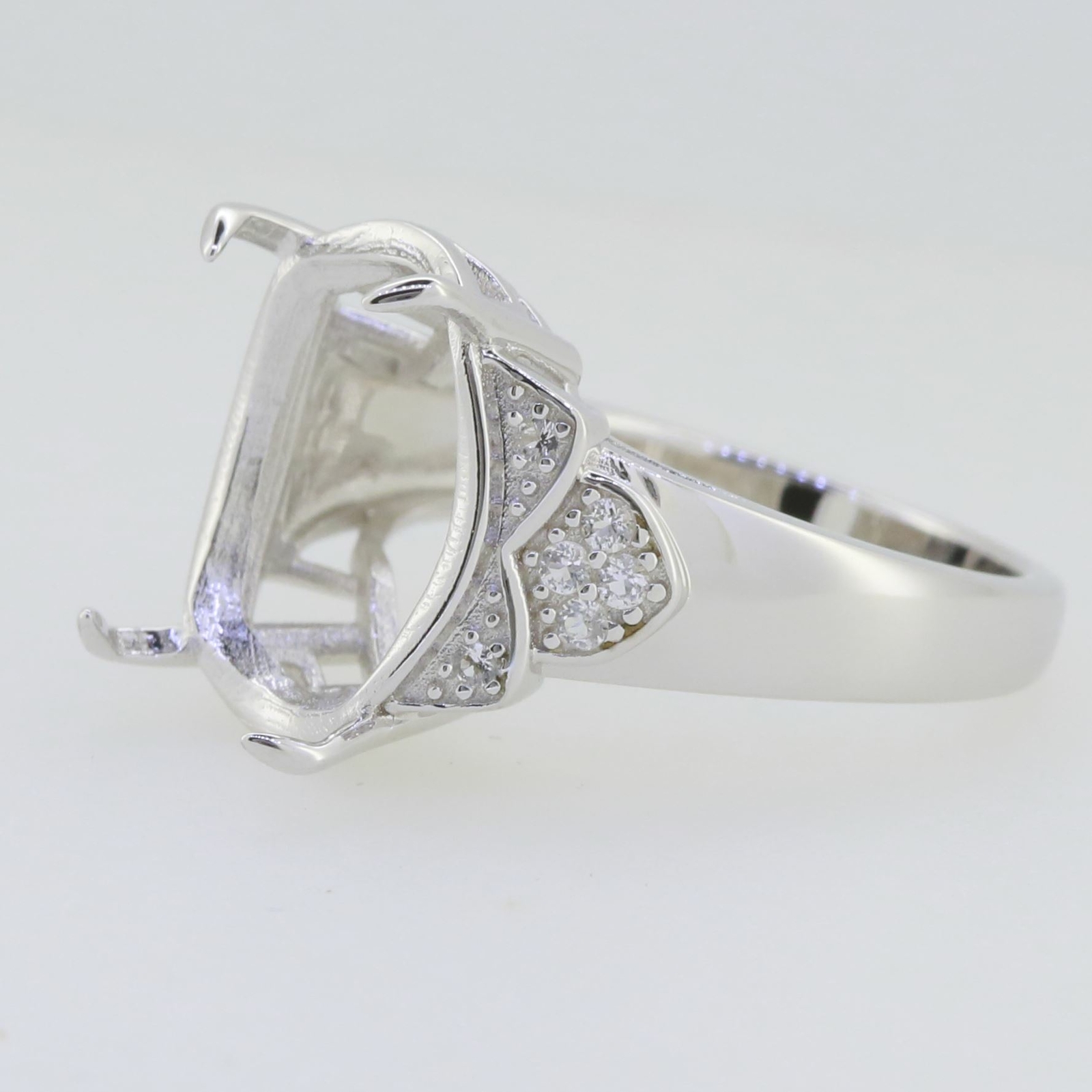 Sterling Silver Semi Mount Ring Setting Oval OV 16X12mm White Topaz