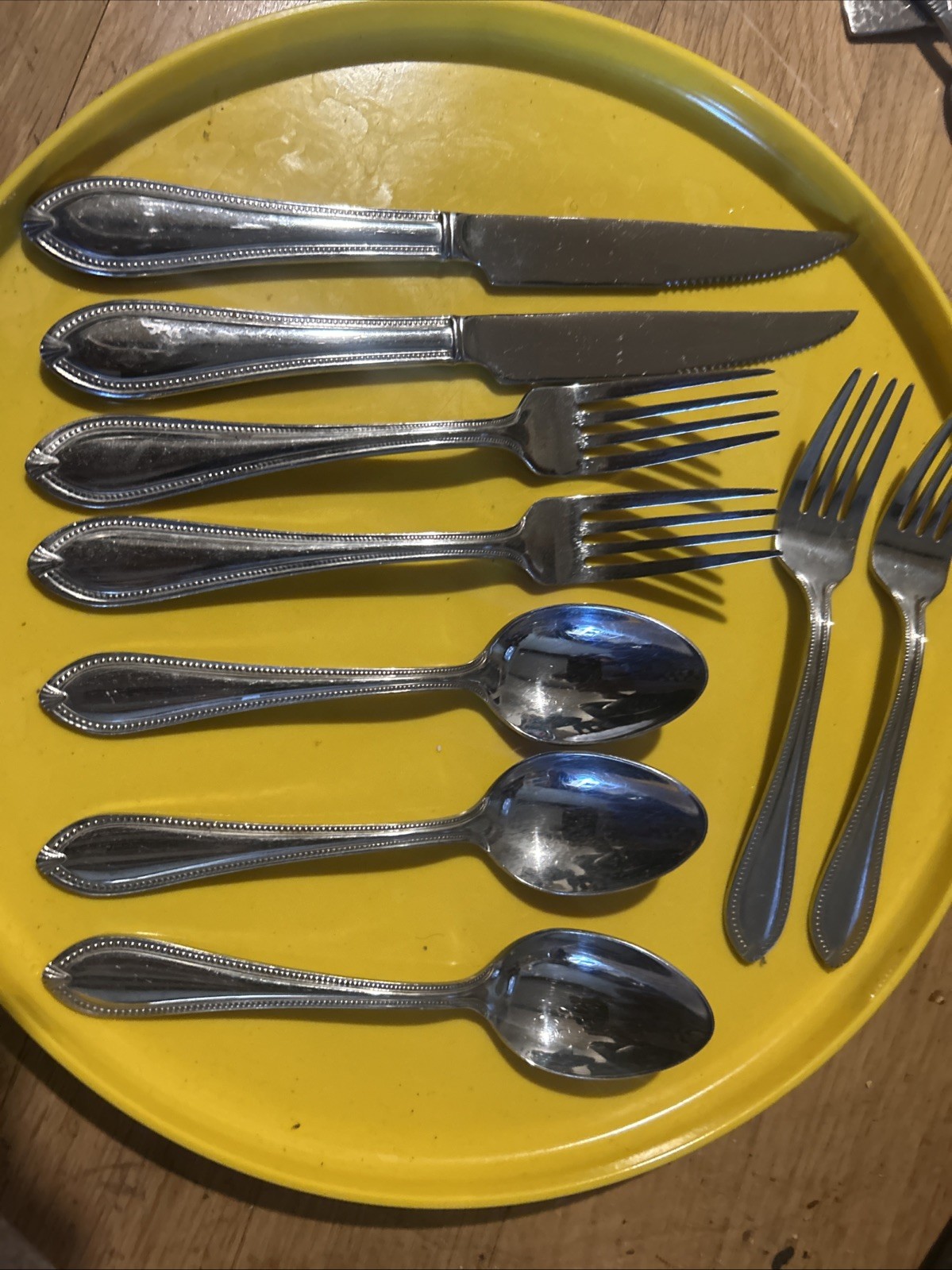 9 Pc Reed & Barton Whitley Classic Bead Stainless Mixed Flatware