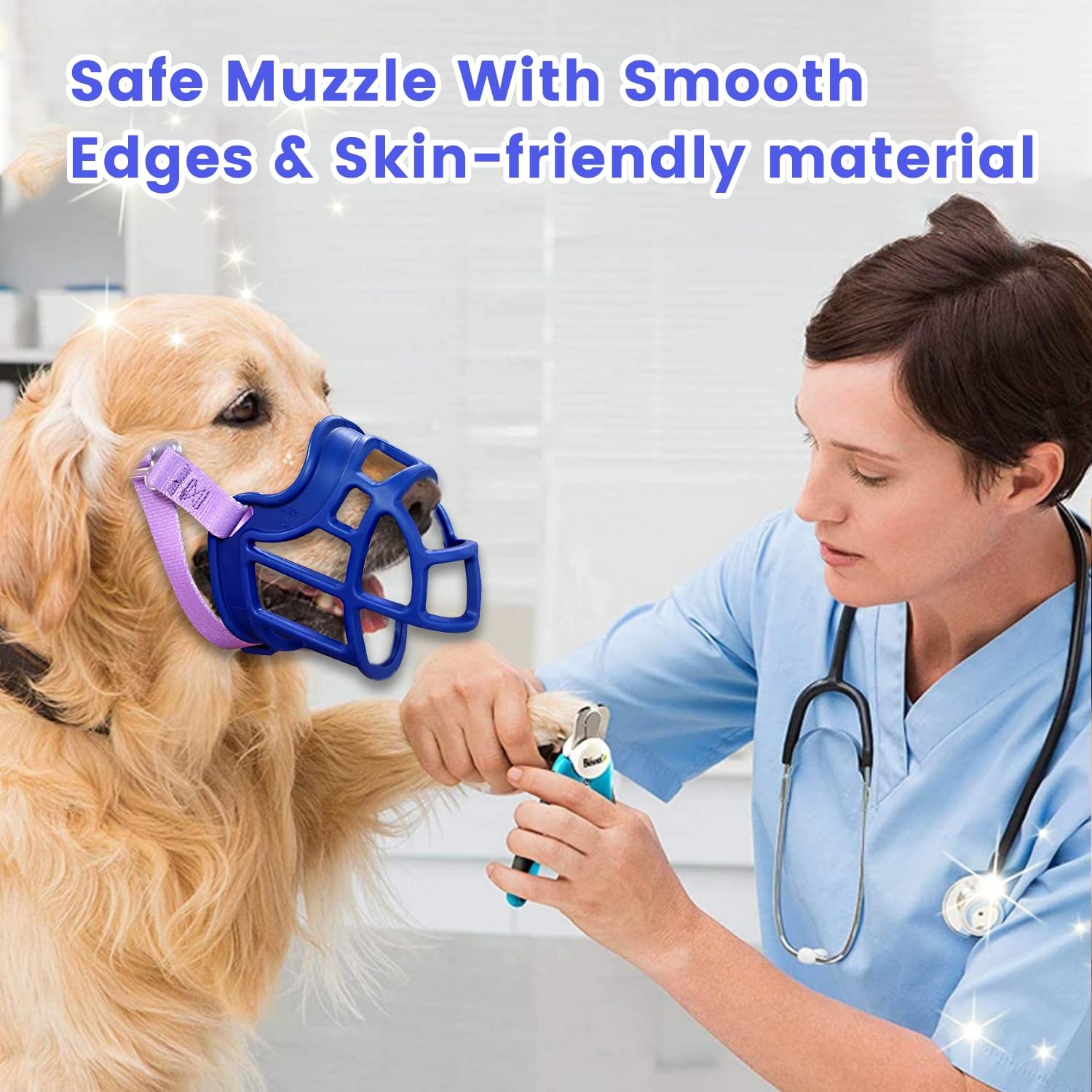 Basket Muzzle Allows Panting Drinking - Anti Biting Chewing, Sturdy Lightweig...