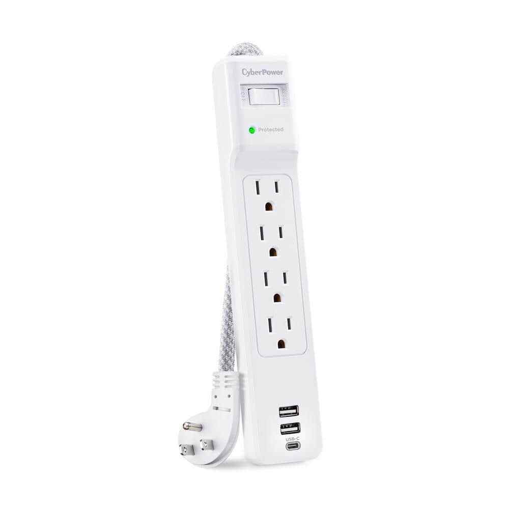 CyberPower 5 ft. 2 USB-A, 1 USB-C 1500J 4-Outlet Surge Protector 5' Power Strip