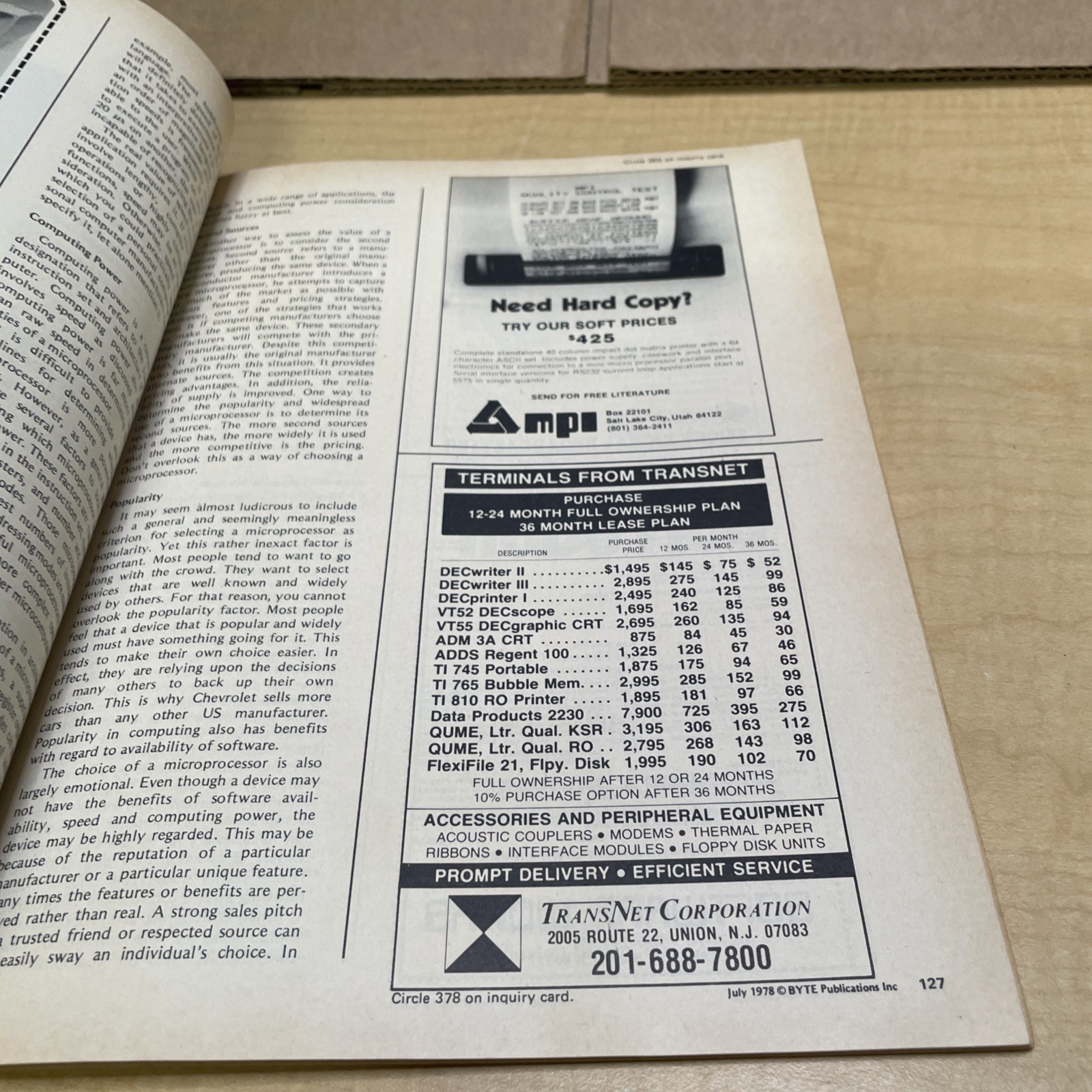 BYTE THE SMALL SYSTEMS JOURNAL MAGAZINE JULY 1978 VOL. 3 NO. 7