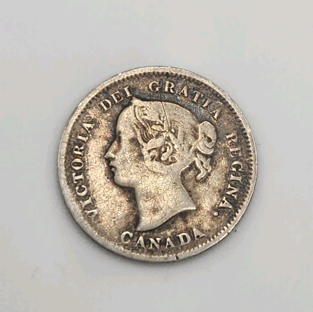 1897 Canada 5 Cents 5C Silver Coin Canadian Currency Circulated Ungraded