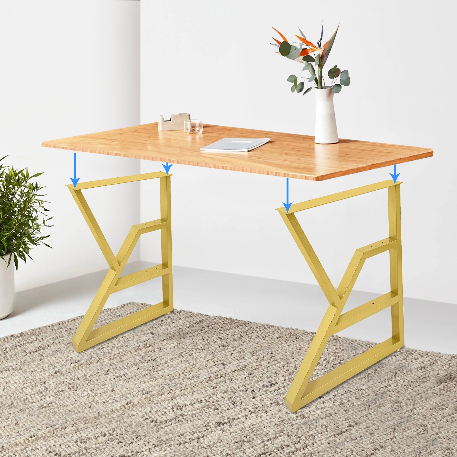 K-Shaped Table Legs, 2Pcs 3-Tier Metal?Table Legs, 28-Inch Metal Desk Legs