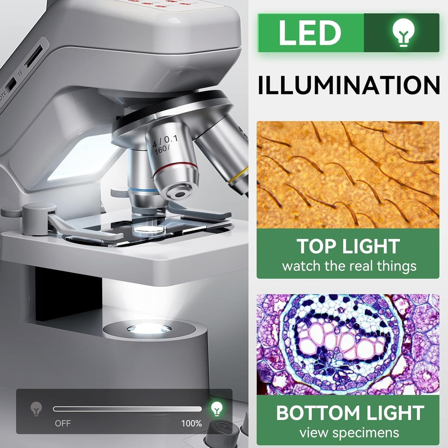 Microscope for Adults Kids Students 40X-2000X Biological Microscope By Temery