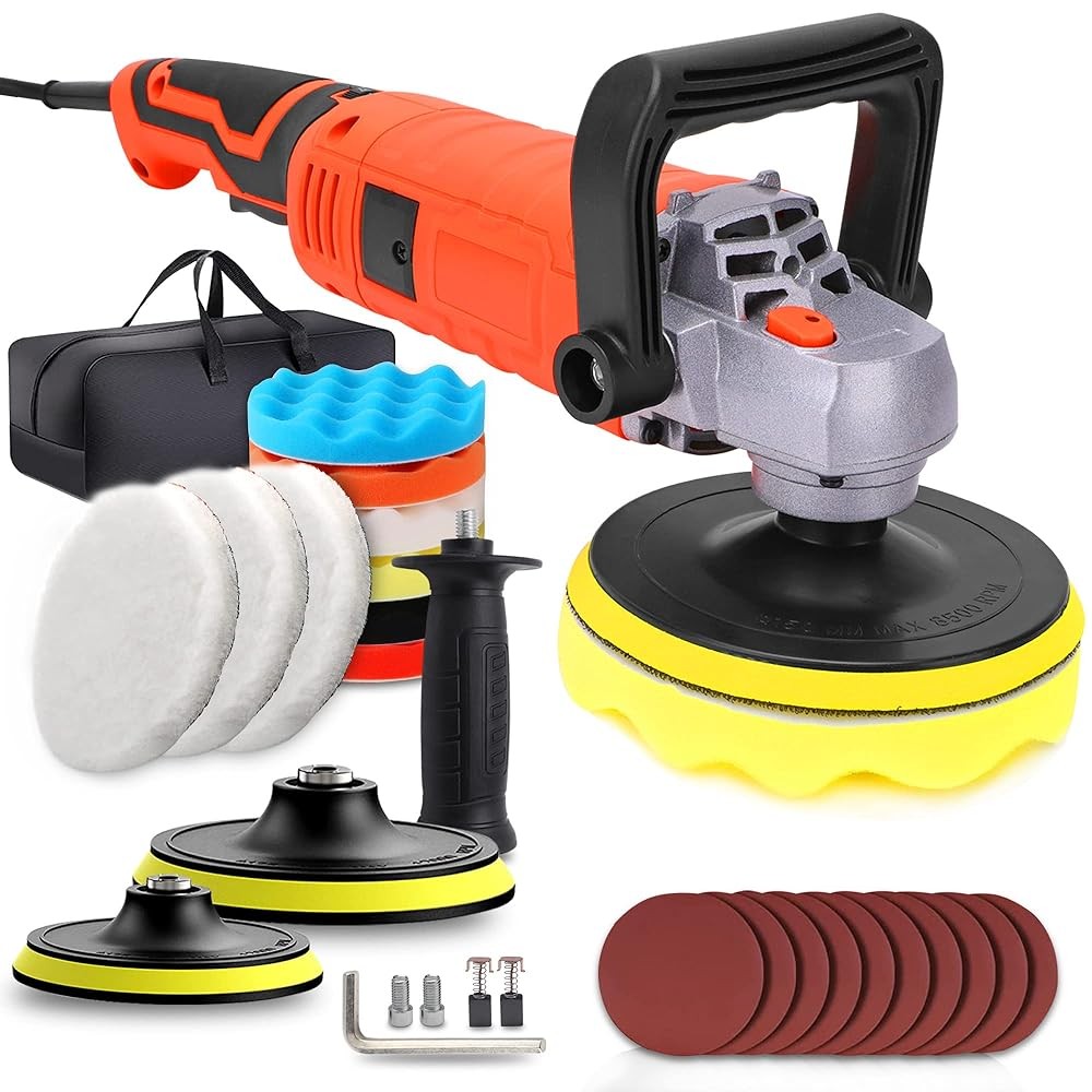 Car Buffer Polisher Waxer 7-Speed Rotary 6" + 7" Backing Plate Polishing Machine