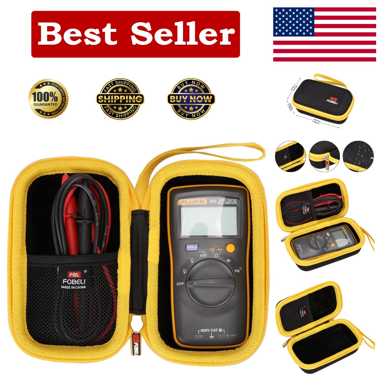 Hard Travel Carrying Case For Fluke 101/106 / 107 Digital Multimeter Eva Shockpr
