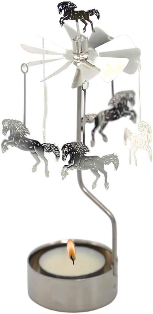 Rotary Candle Holder Spinning Candleholder Metal Small Gift (Horse)