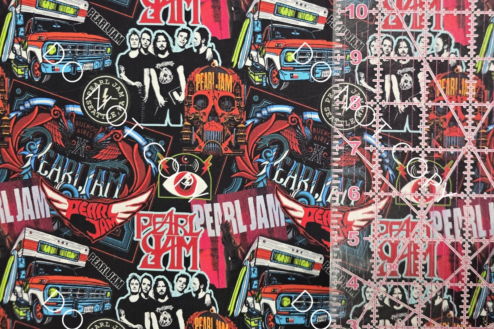 Custom 100% Cotton Woven Fabric Pearl Jam Singer Artist By The 1/4 Yard 9x56