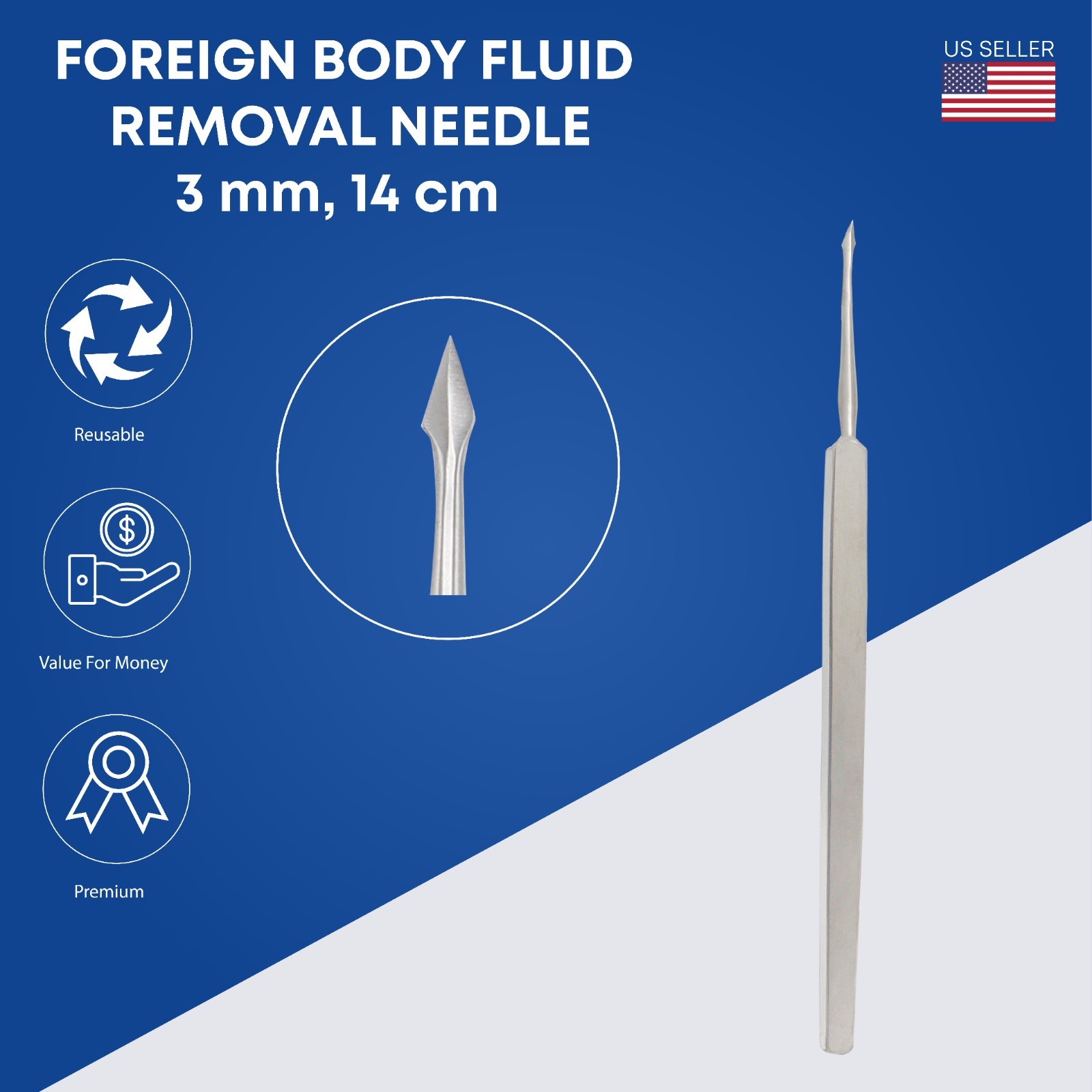 Foreign Body Fluid Removal Needle Straight Premium Ophthalmic Instruments