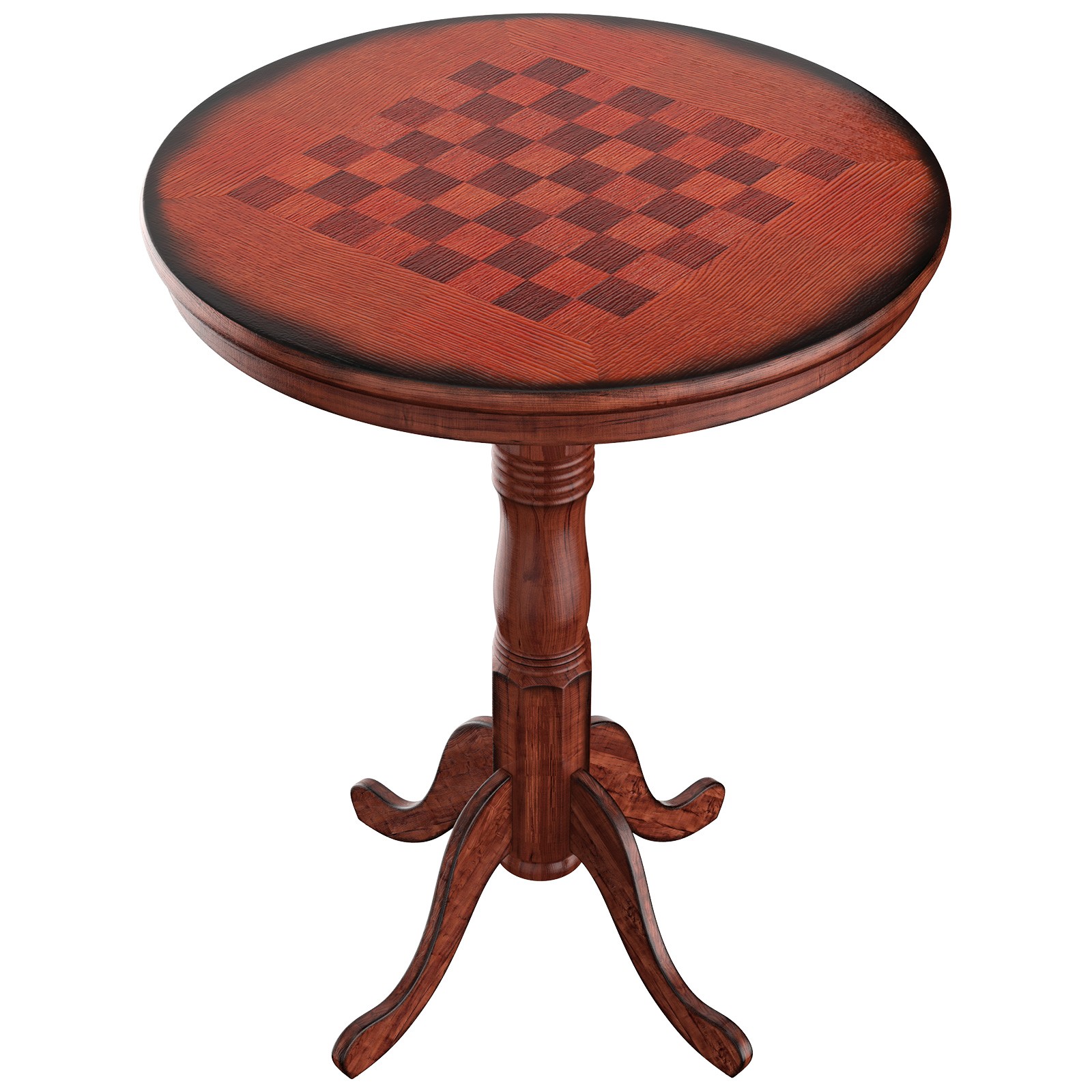 42" Round Pub Table Multi-purpose Accent Wooden Pedestal Side Table w/Chessboard