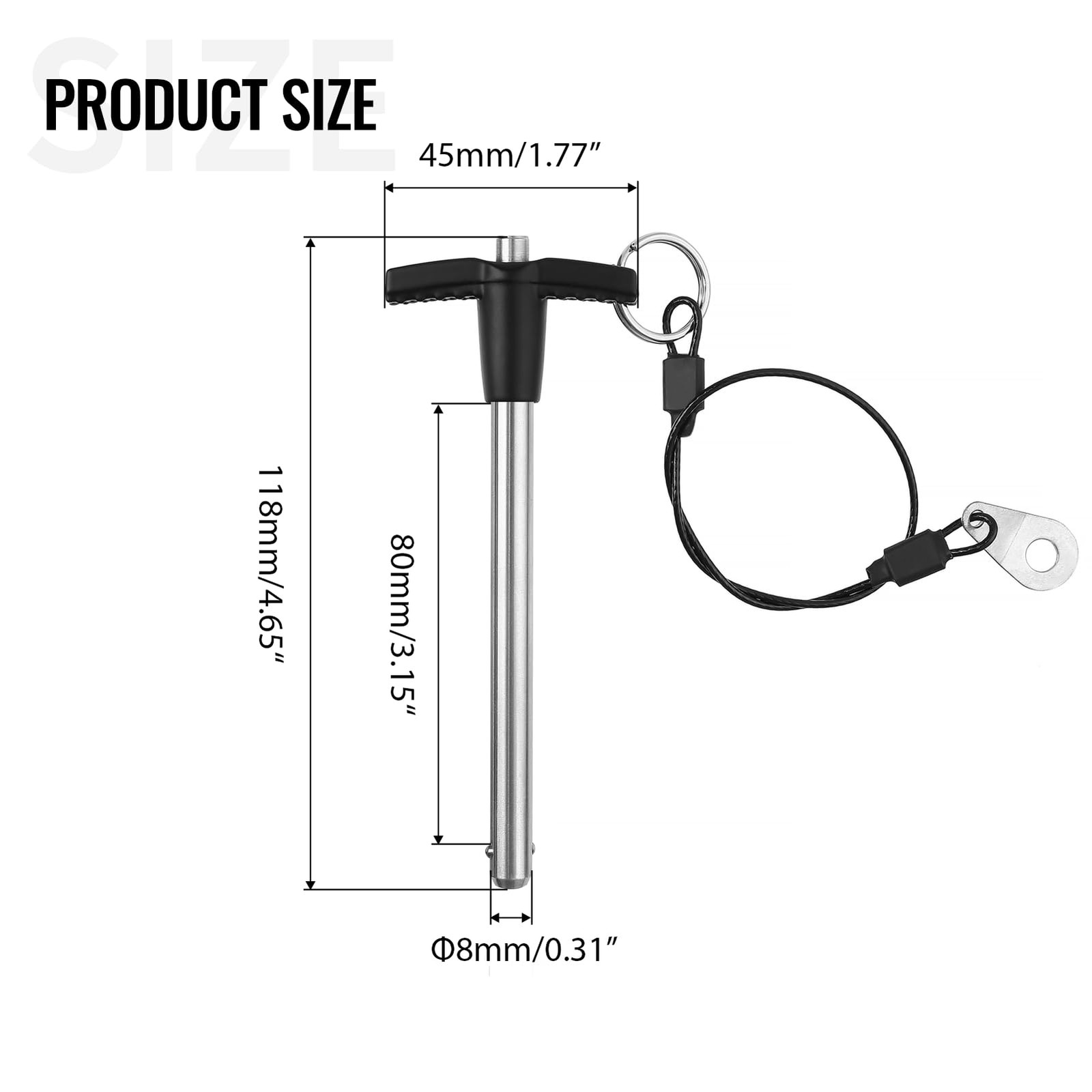 T-Handle Quick Release Pin 5/16" Diameter 3.15" Usable Length Stainless