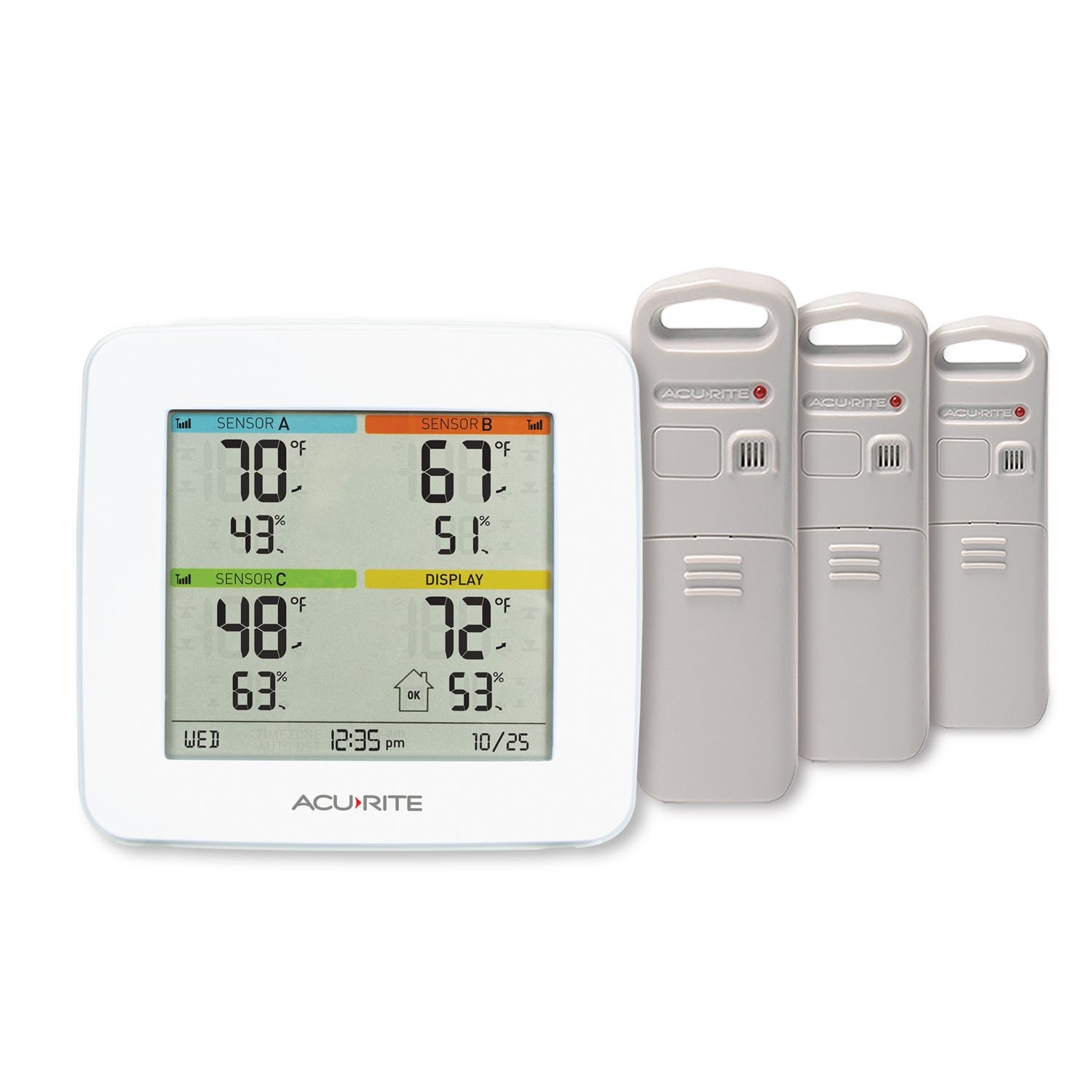 AcuRite 01094M Temperature & Humidity Station with 3 Indoor/Outdoor WHITE