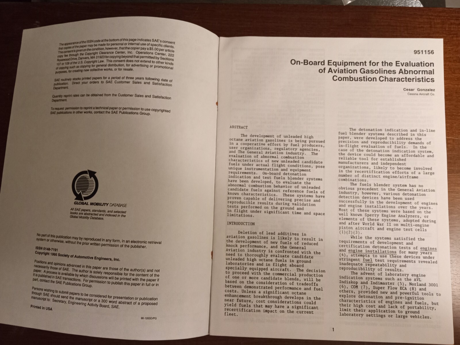 Cessna technical paper Aviation Gasolines Abnormal Combustion Characteristics