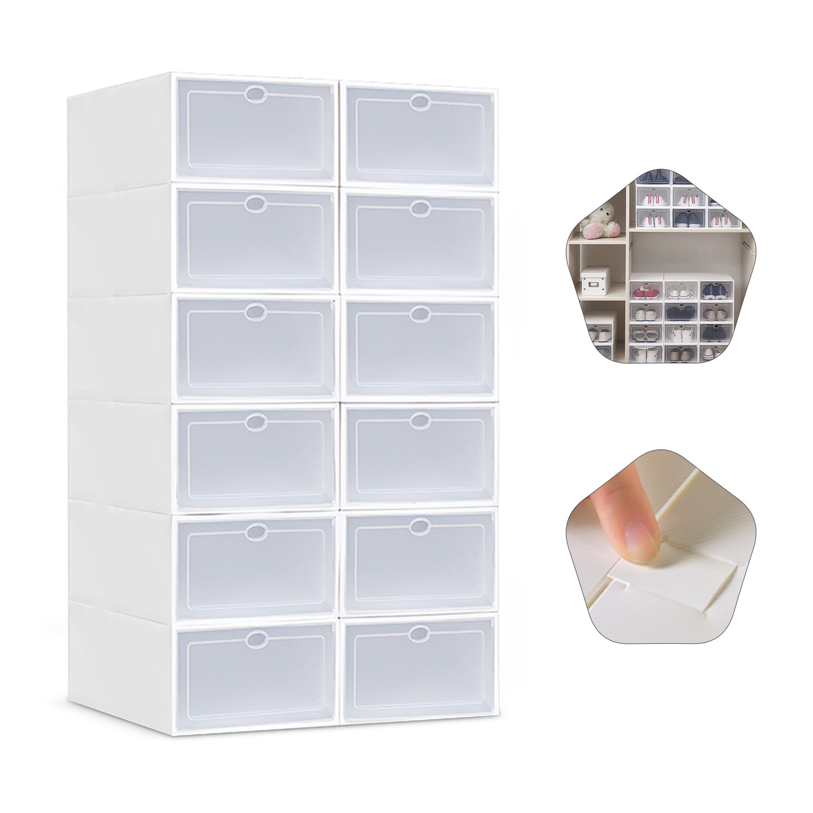 Stackable Shoe Storage Box Durable Plastic Sneaker Display Case Organizer 20pcs