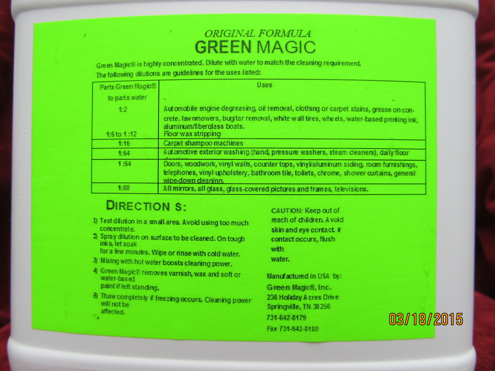 GREEN MAGIC_ RESTURANT TILE _FLOOR CLEANER CONCENTRATED ___FREE SHIPPING