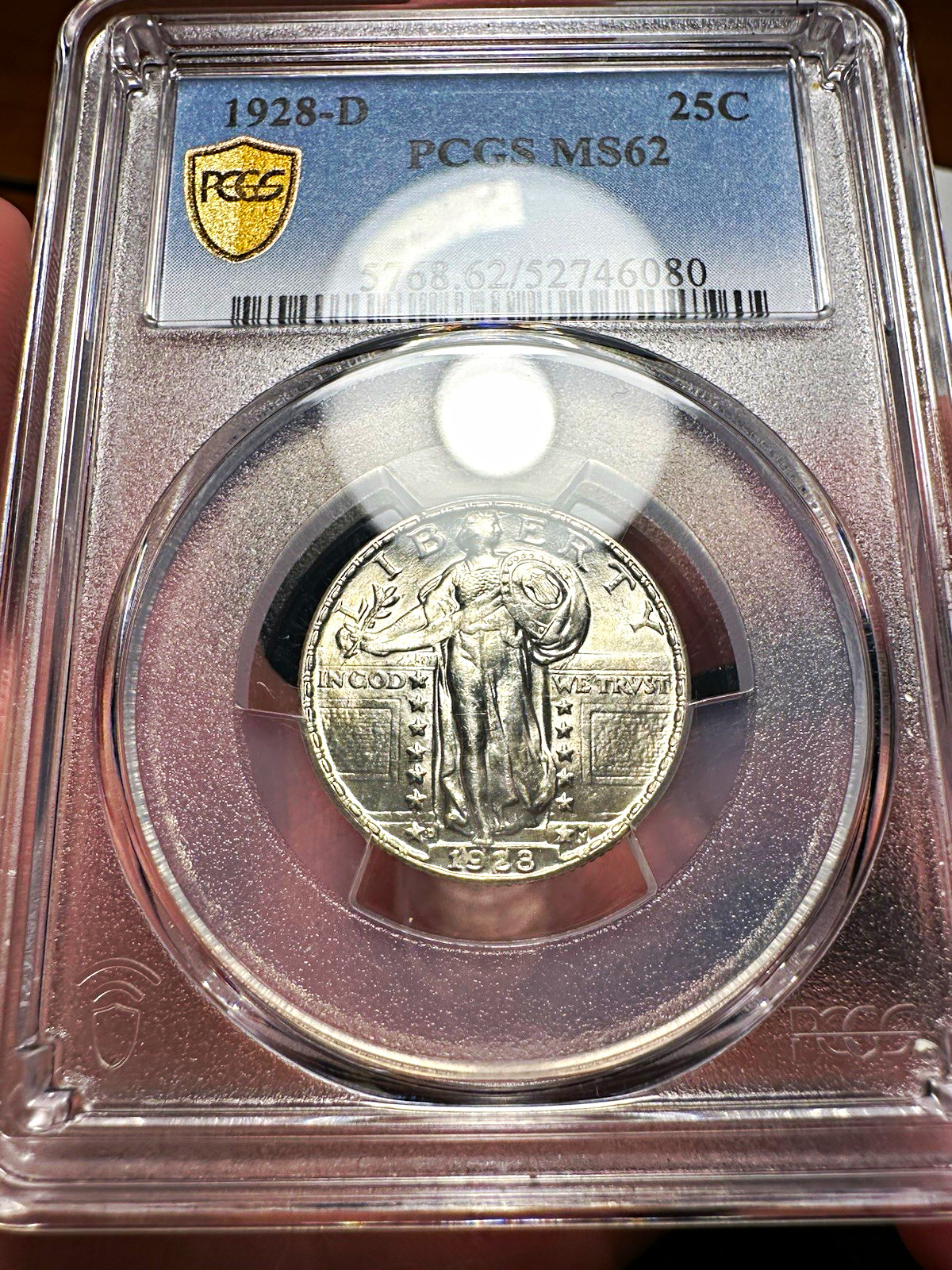 PCGS 1928-D 25C MS62 Standing Liberty Quarter 25C Nice Blast White