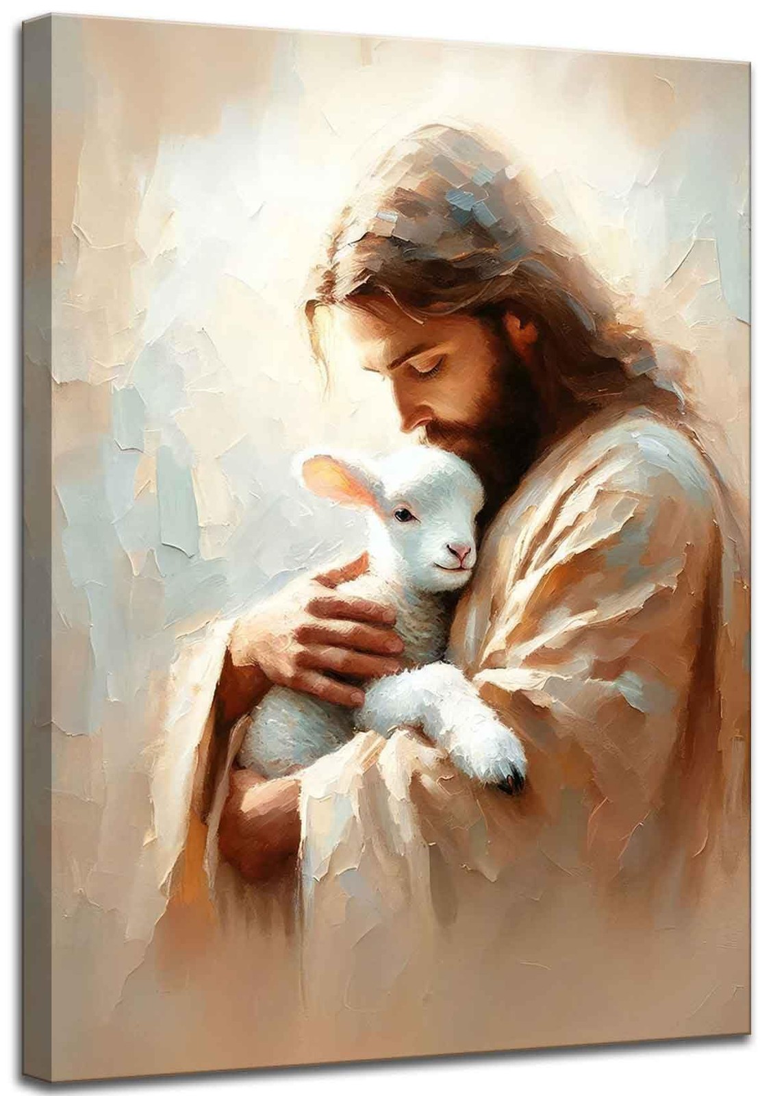 Jesus and Lamb Canvas Wall Art Saves the lost lamb 16L" x 12W", canvas