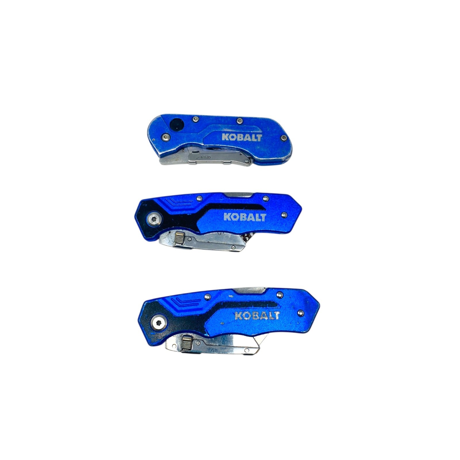 Kobalt Blue Folding Utility Knife Box Cutter Lot of 3