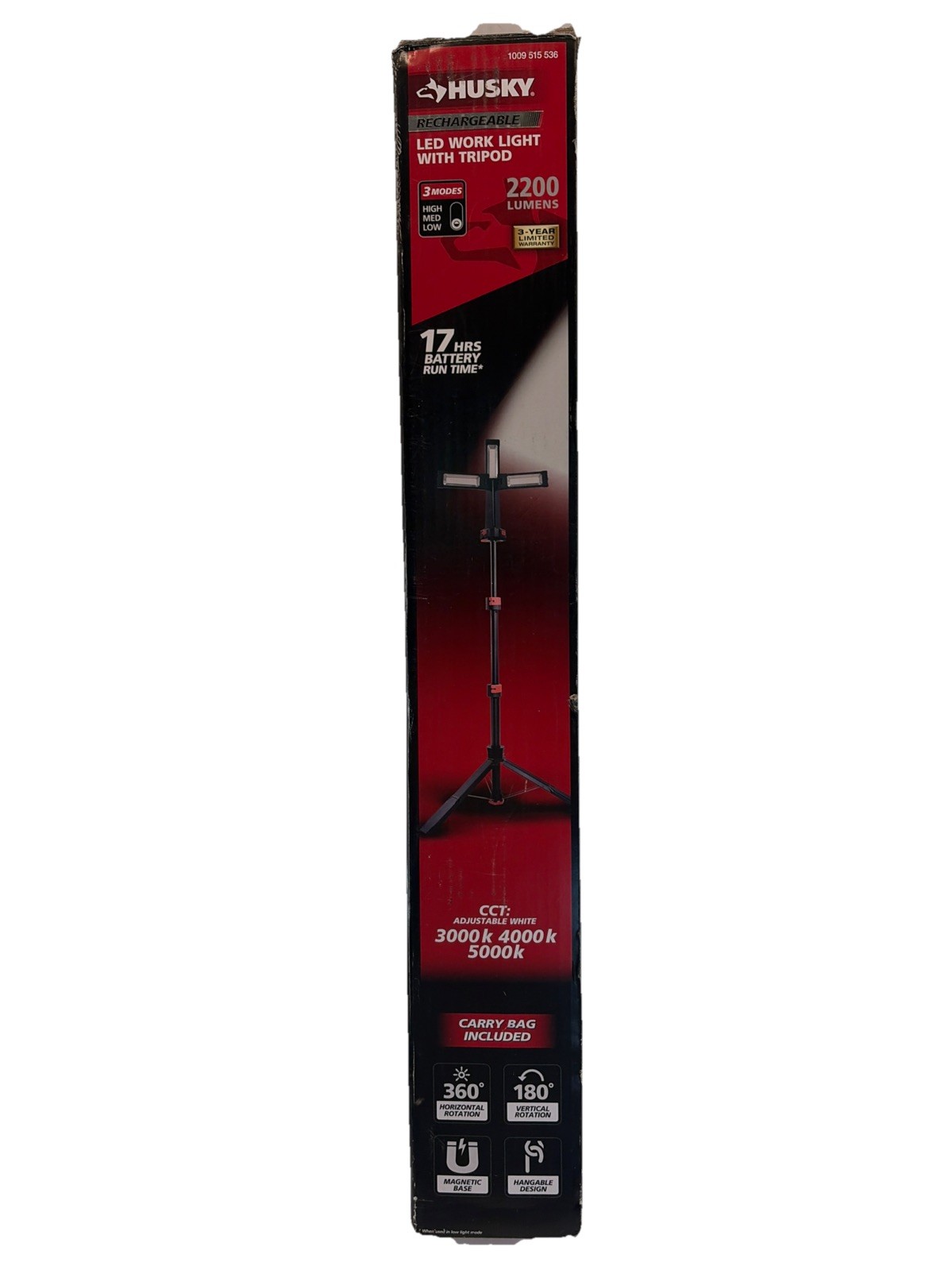 Husky Rechargeable LED Work Light W/ Tripod Removable Base 2200 Lumens K40437