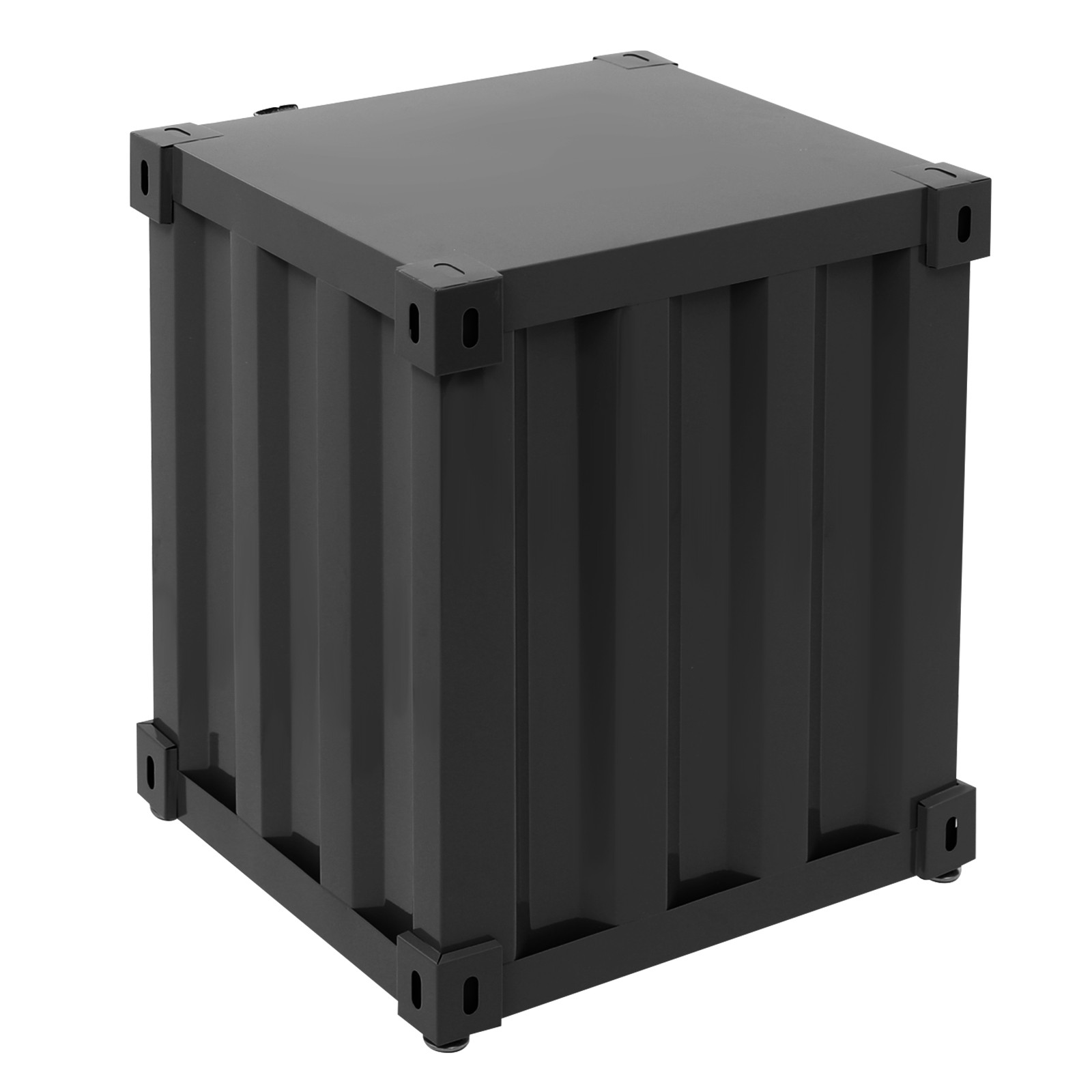 22.05lbs Black Industrial Style Container Cabinet Rectangle Iron Bedside Table