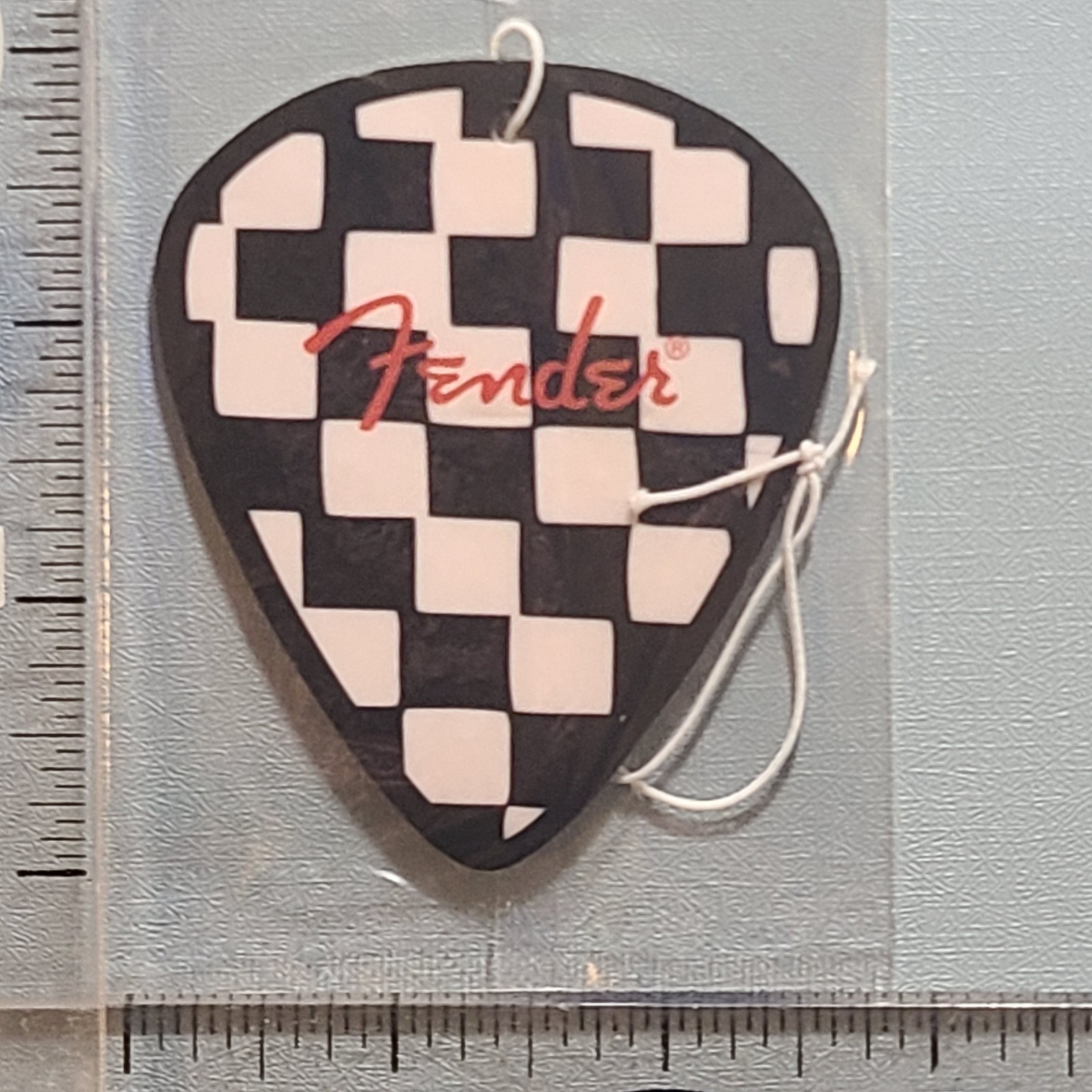 Fender Checkered Guitar Pick - Air Freshener - New Car Scent - 4"x2.5"