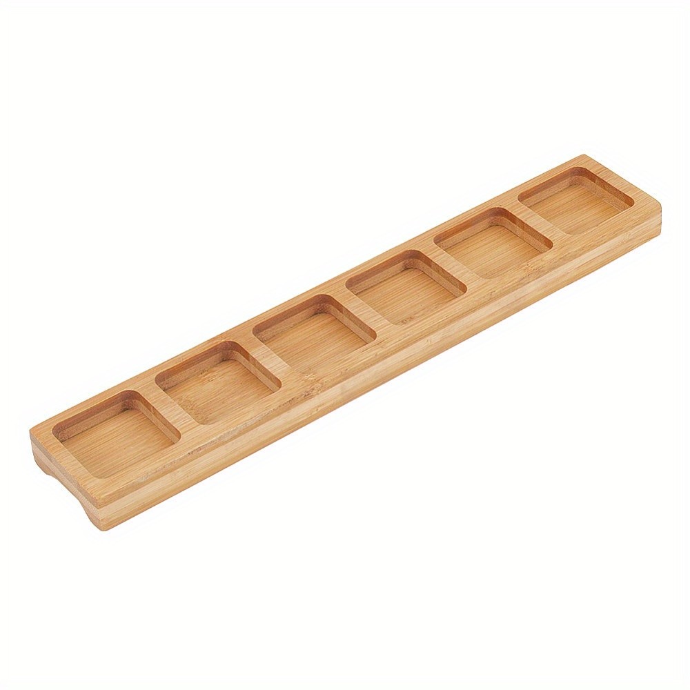 1pc 6-Slot Wood Wine Glass Holder Goblet Storage Tray Square 60x335x20mm
