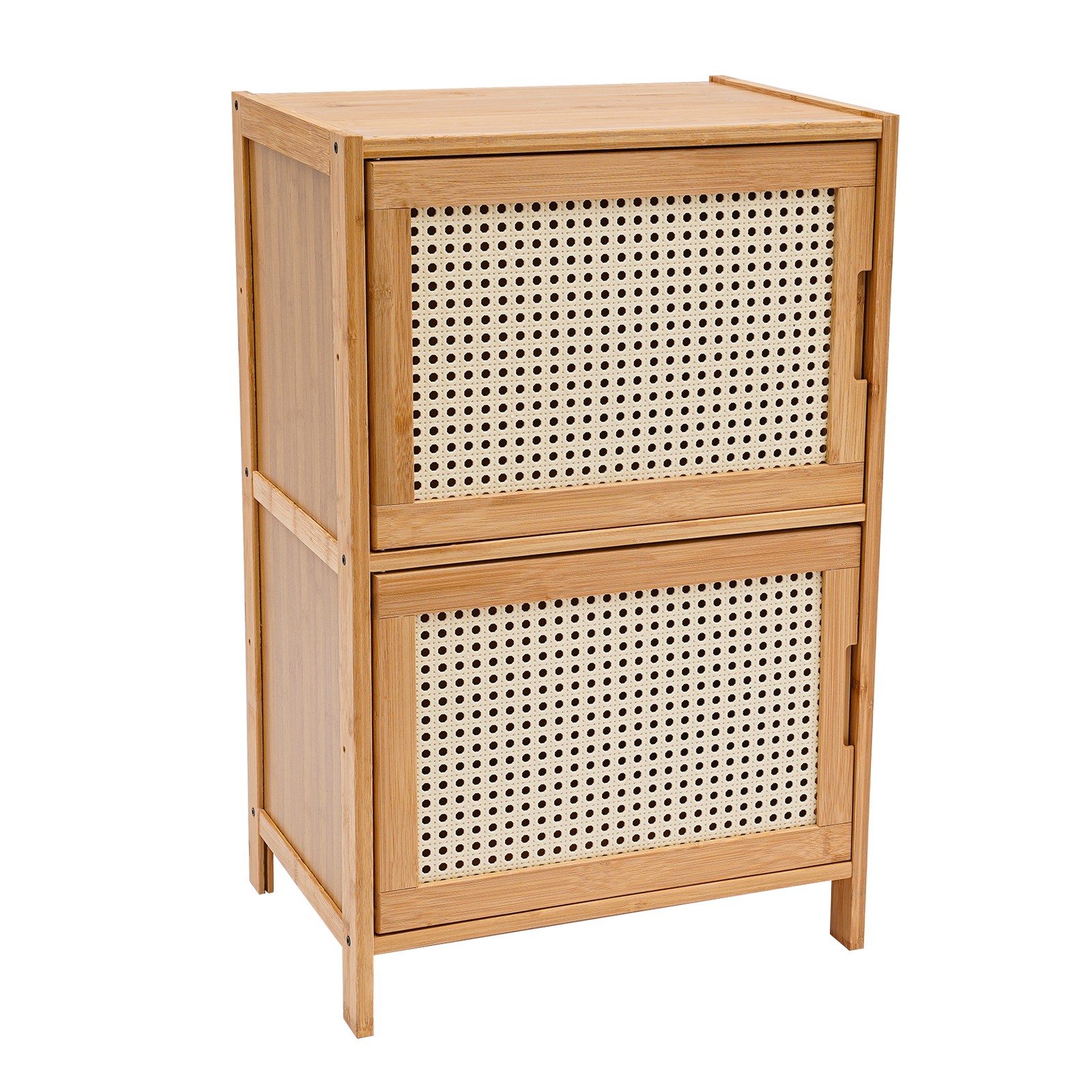 End Side Bedside Table Nightstand Sideboard w/ Rattan Decorated Drawers Storage