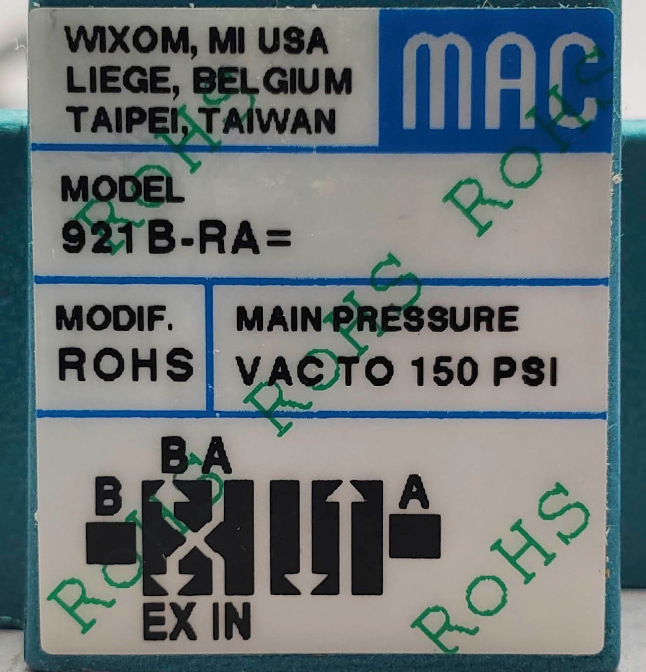 MAC 921B-RA Solenoid Valve 150PSI