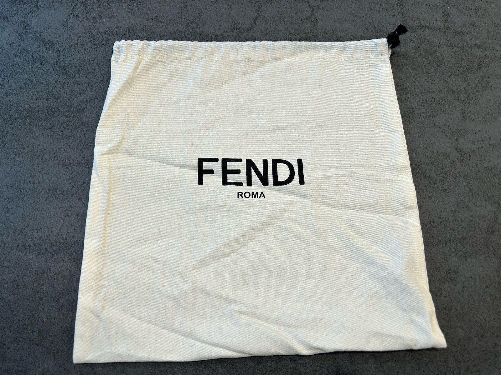 Authentic Fendi Roma Dust Bag Ivory Cotton With Drawstring Dust Bag 11 X 12 Inch