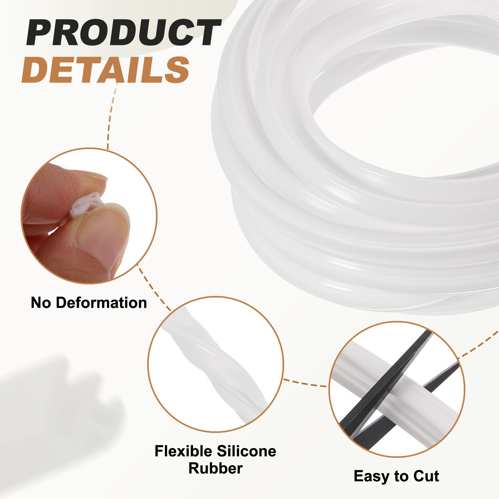 Kerf Weather Stripping Seal Strip (16.4ft x 11/32") - Tree Shape Kerf, White