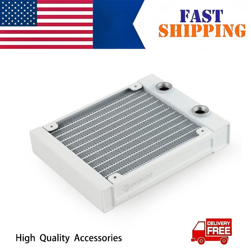White 120mm water-cooling radiator with 12 channels, compatible with 120mm fans