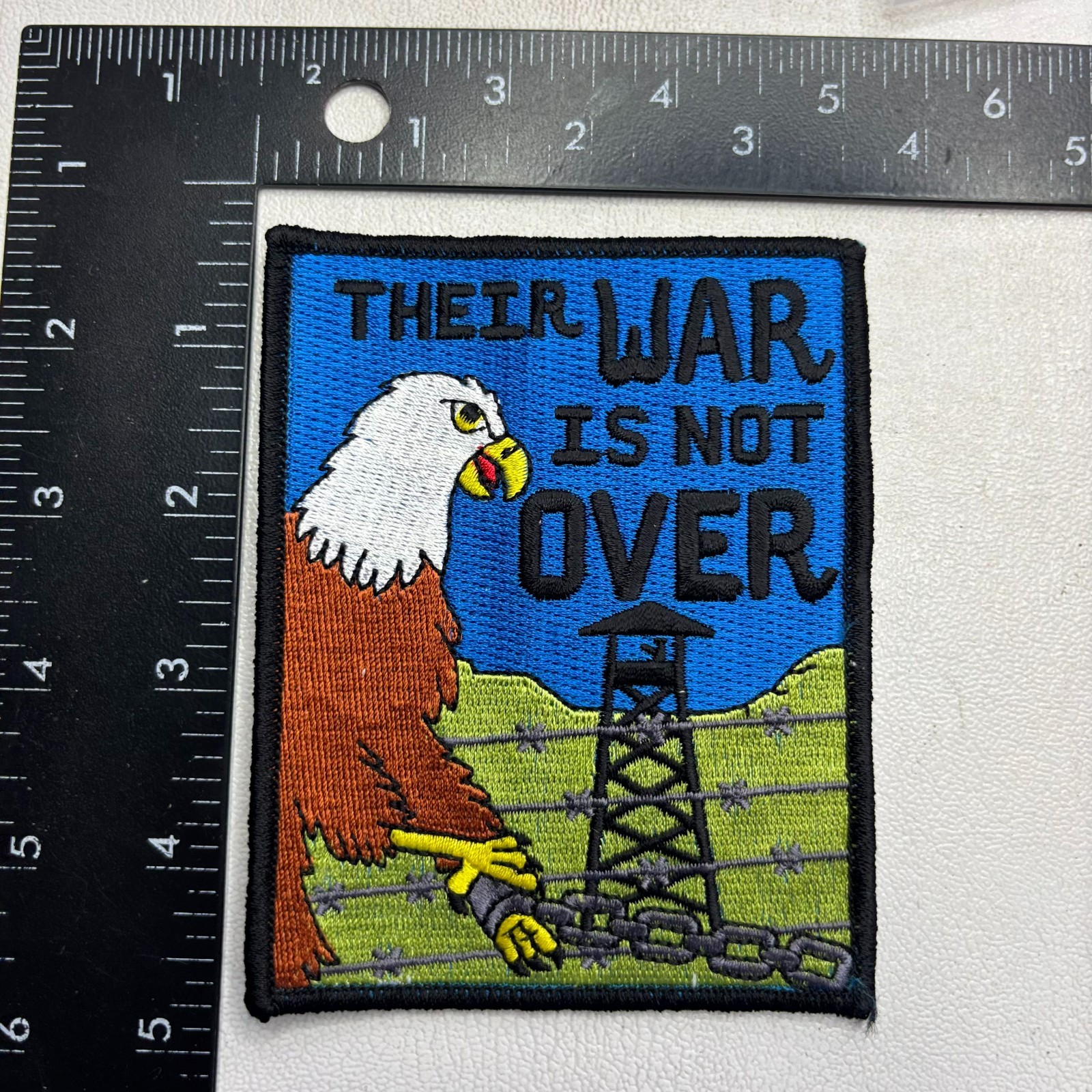 Military POW "THEIR WAR IS NOT OVER" Patch (Bald Eagle) 62X9