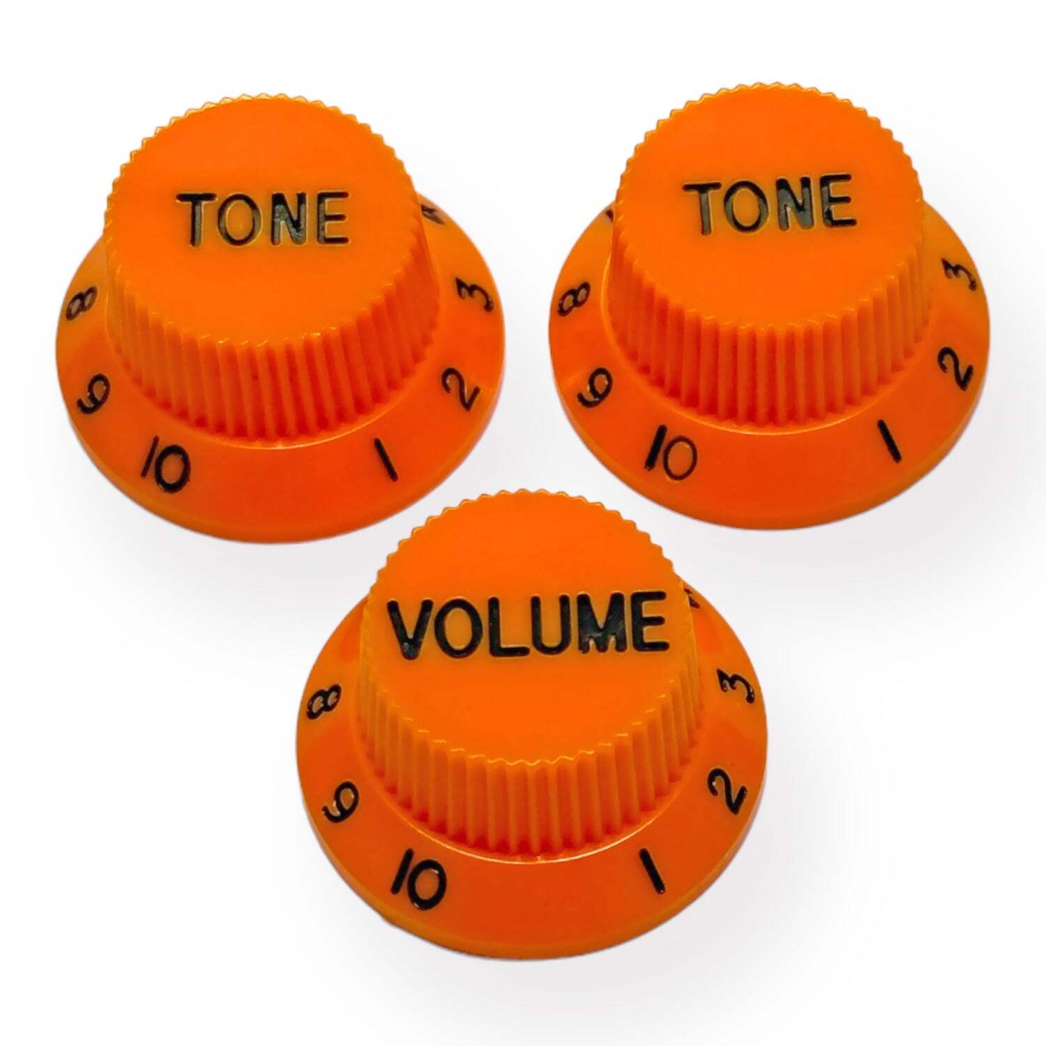 AxLabs Strat-Style Knob Kit (3) - Orange w/ Black Font
