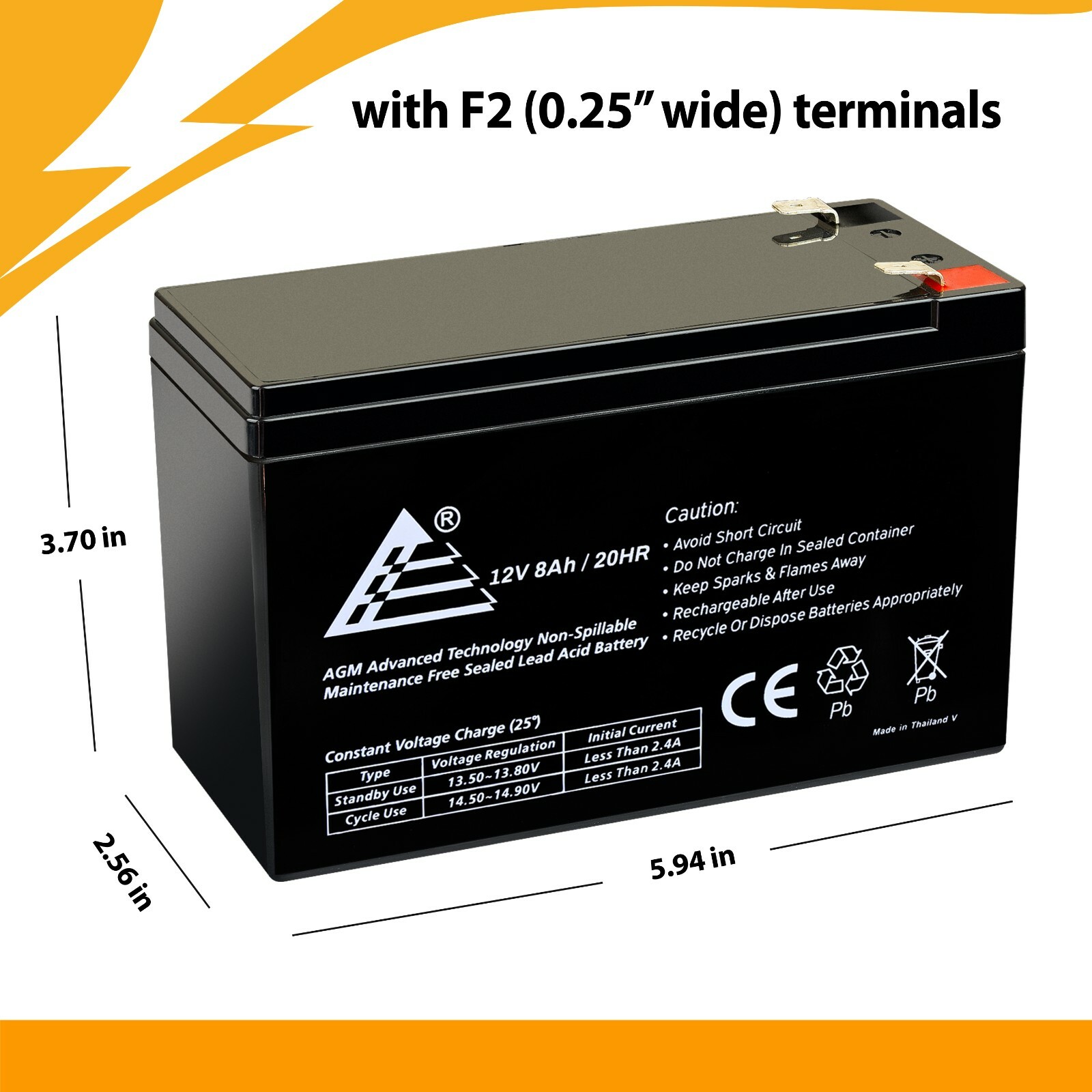 4 Pack: 12V 8Ah Rechargeable Replacement Battery for APC RBC2