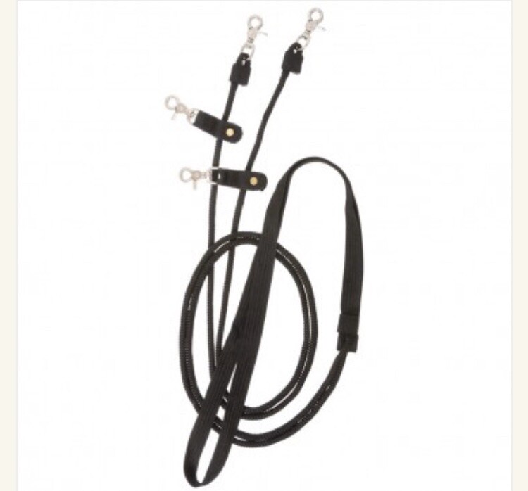 New Royal King Black Nylon Corded Draw Reins Horse Tack