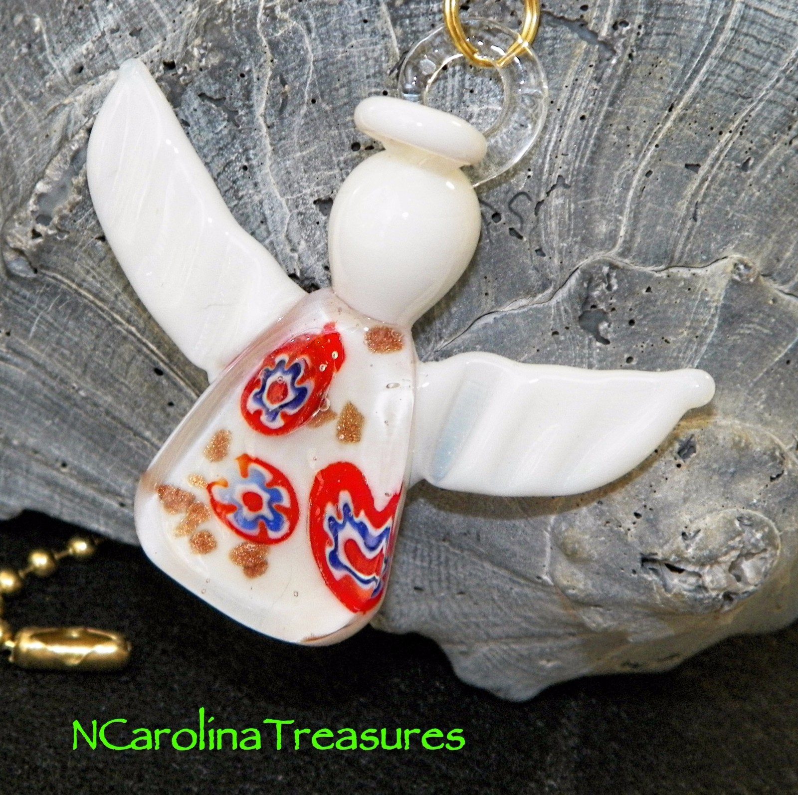 WHITE CHRISTMAS ANGEL HOLIDAY MURANO GLASS CEILING FAN LIGHT SWITCH PULLS PAIR