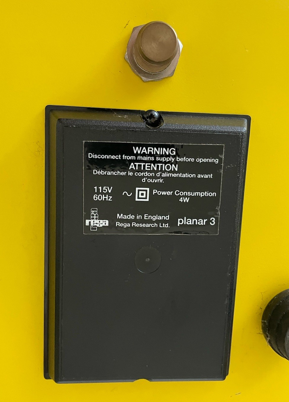Rega P3 Turntable Yellow missing lid