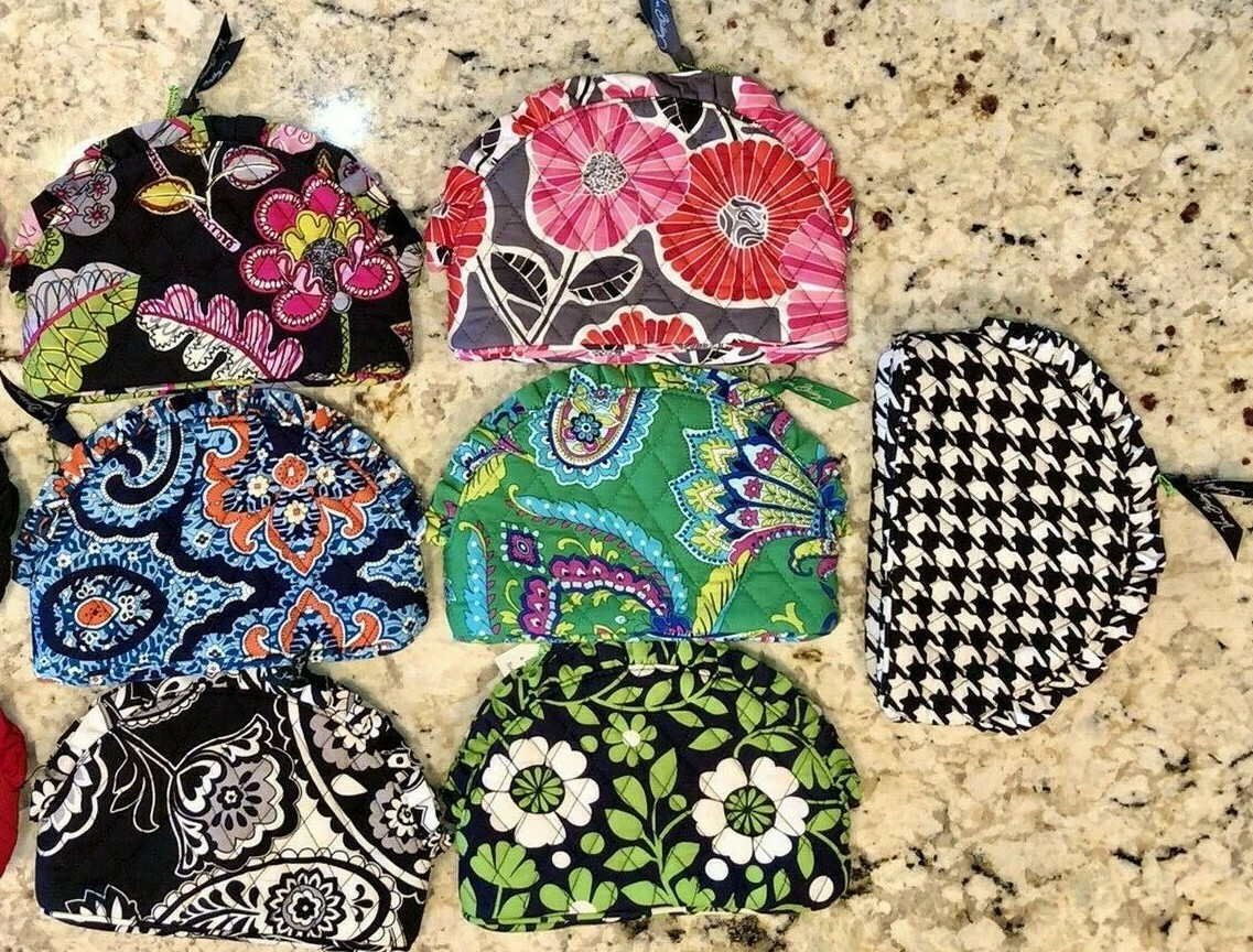 VERA BRADLEY Small Ruffle Cosmetic CHOOSE PATTERN Travel Makeup Case NWT COTTON